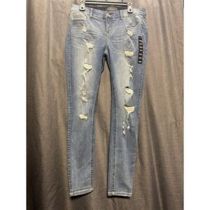 Torrid Premium Distressed Skinny Jeans Ripped Denim Light Wash Size 12R‎